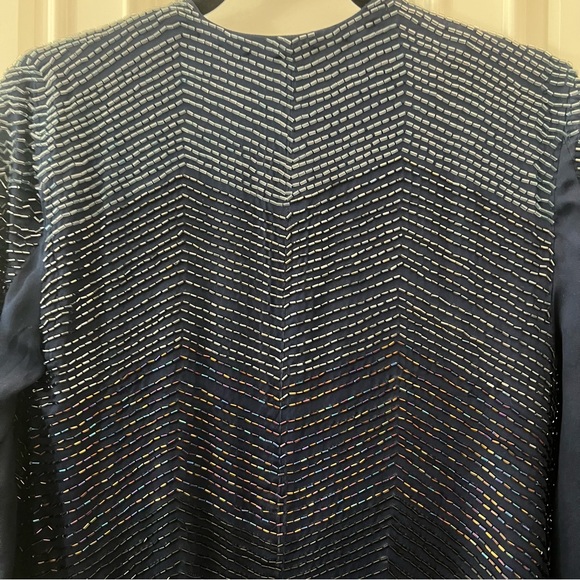 Haute Hippie Beaded Fringe Navy Blue Jacket - Picture 11 of 12